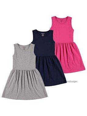 Girls' Sleeveless A-Line Cotton Dresses 3-Pack